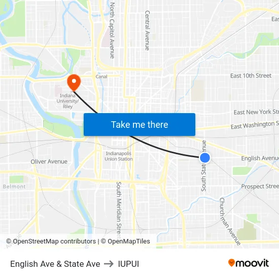 English Ave & State Ave to IUPUI map