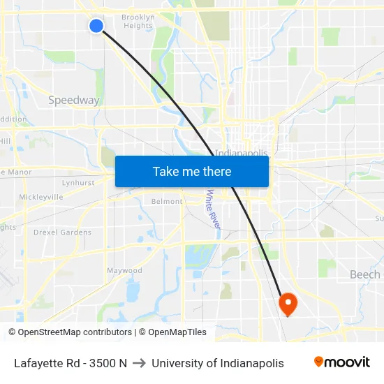 Lafayette Rd - 3500 N to University of Indianapolis map