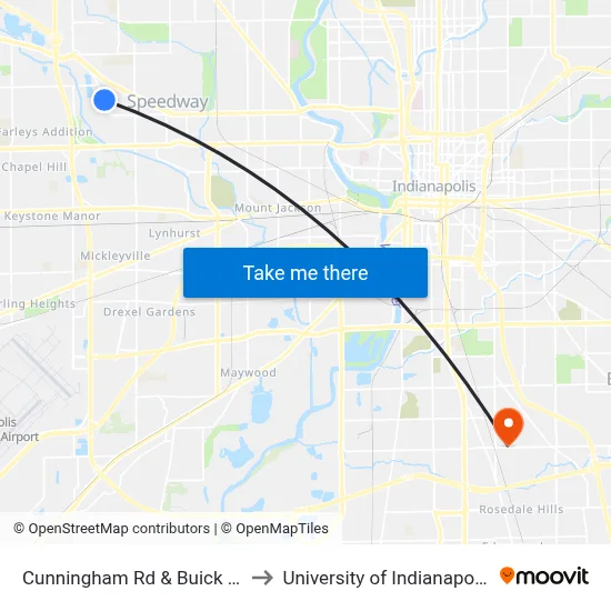 Cunningham Rd & Buick Dr to University of Indianapolis map