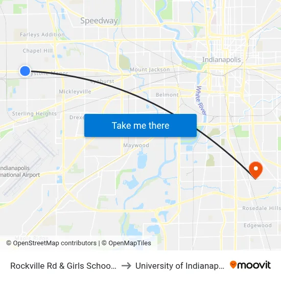 Rockville Rd & Girls School Rd to University of Indianapolis map