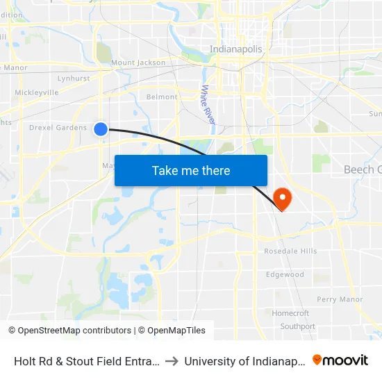 Holt Rd & Stout Field Entrance to University of Indianapolis map