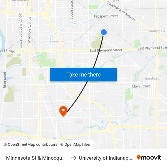 Minnesota St & Minocqua St to University of Indianapolis map