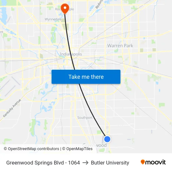 Greenwood Springs Blvd  - 1064 to Butler University map