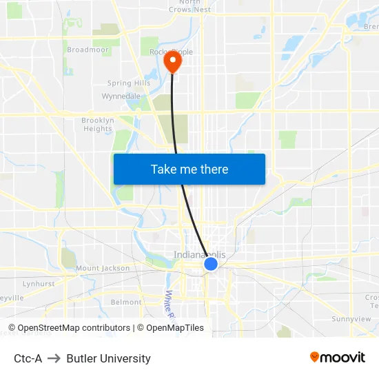 Ctc-A to Butler University map
