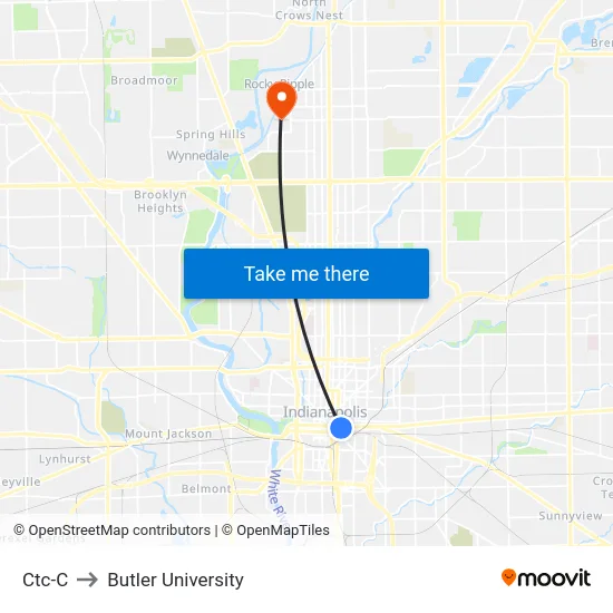 Ctc-C to Butler University map