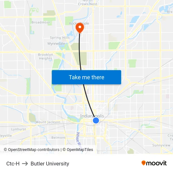 Ctc-H to Butler University map