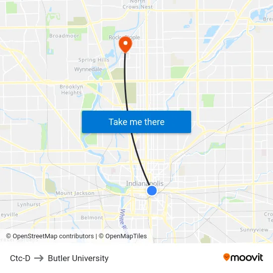 Ctc-D to Butler University map