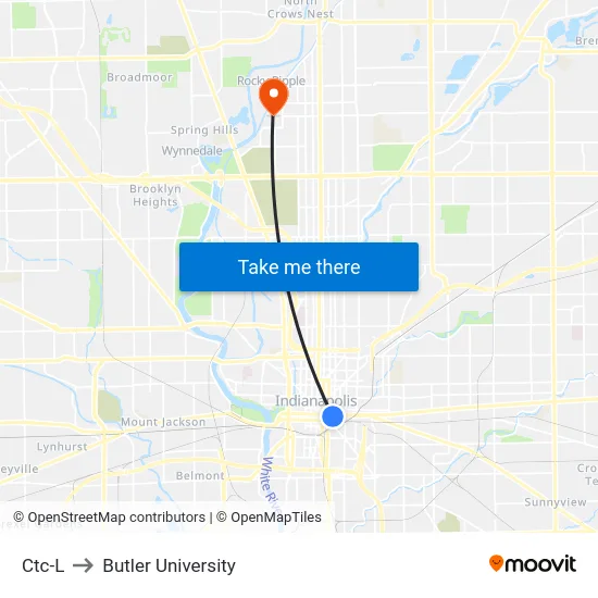 Ctc-L to Butler University map