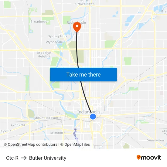 Ctc-R to Butler University map