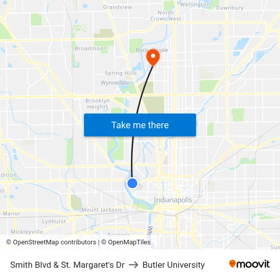 Smith Blvd & St. Margaret's Dr to Butler University map