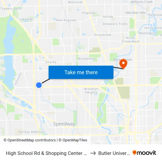 High School Rd & Shopping Center Dr - Ho to Butler University map