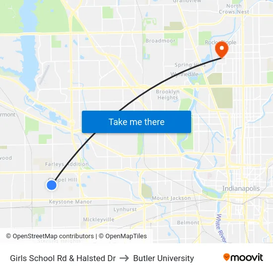 Girls School Rd & Halsted Dr to Butler University map
