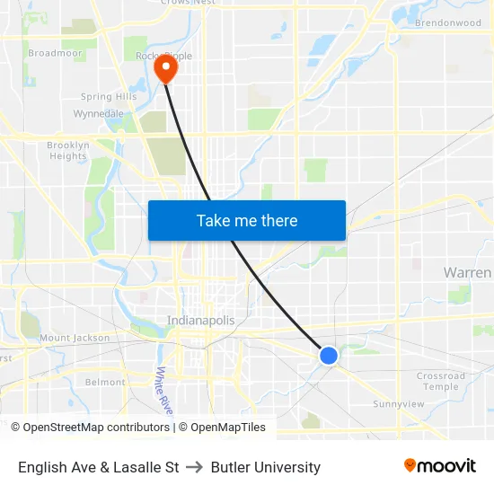 English Ave & Lasalle St to Butler University map