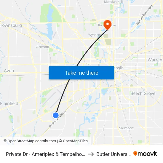Private Dr - Ameriplex & Tempelhof Dr to Butler University map