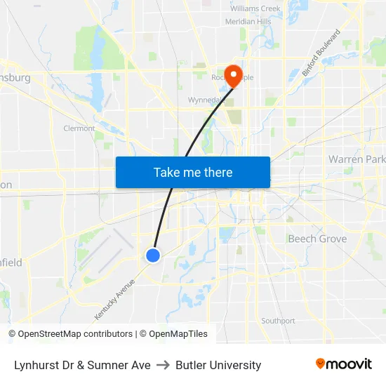 Lynhurst Dr & Sumner Ave to Butler University map