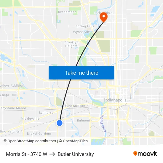 Morris St - 3740 W to Butler University map