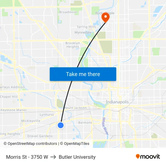 Morris St - 3750 W to Butler University map