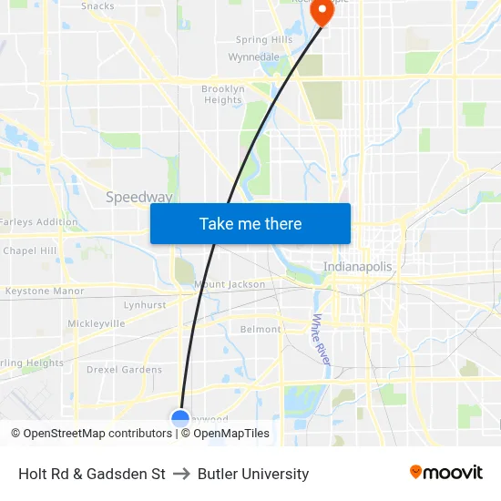 Holt Rd & Gadsden St to Butler University map