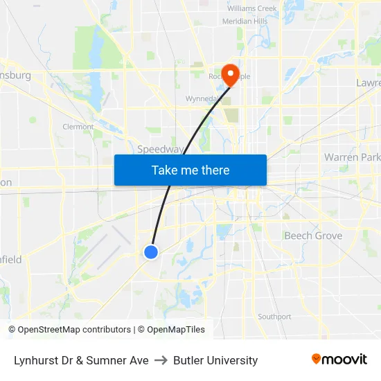 Lynhurst Dr & Sumner Ave to Butler University map