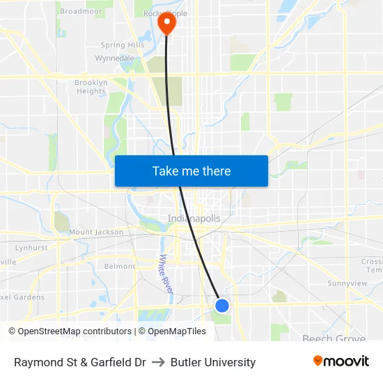 Raymond St & Garfield Dr to Butler University map