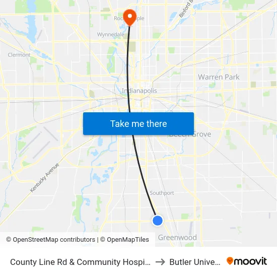 County Line Rd & Community Hospital Sout to Butler University map