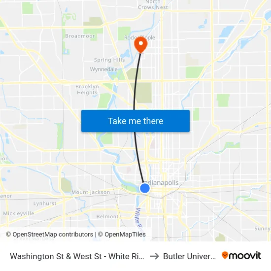 Washington St & West St - White River St to Butler University map