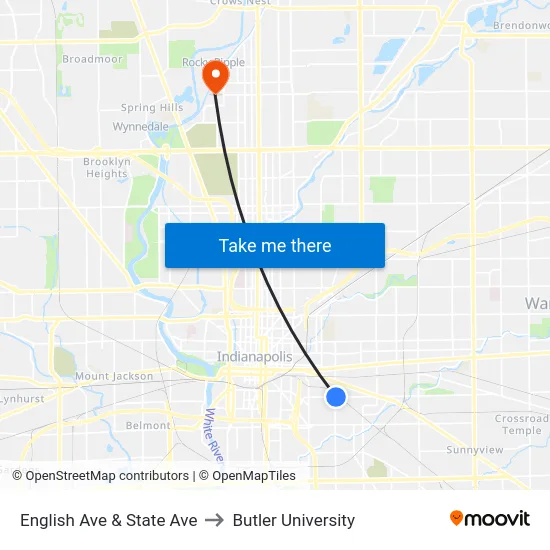 English Ave & State Ave to Butler University map