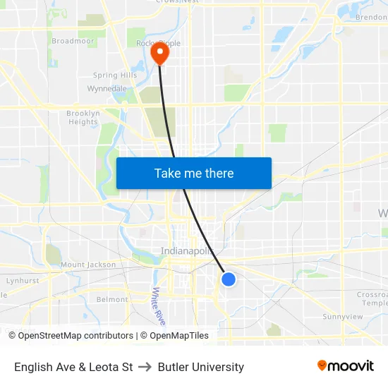 English Ave & Leota St to Butler University map