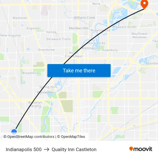 Indianapolis 500 to Quality Inn Castleton map