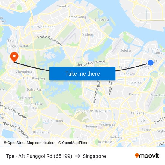 Tpe -  Aft Punggol Rd (65199) to Singapore map