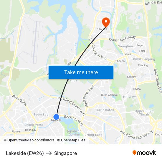 Lakeside (EW26) to Singapore map