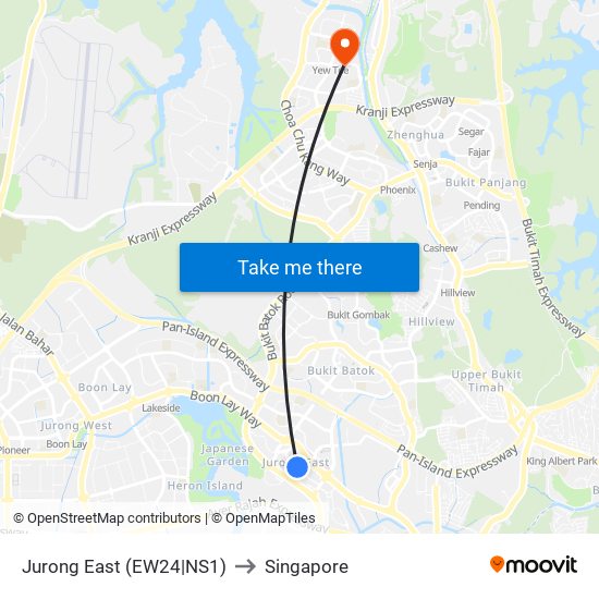 Jurong East (EW24|NS1) to Singapore map