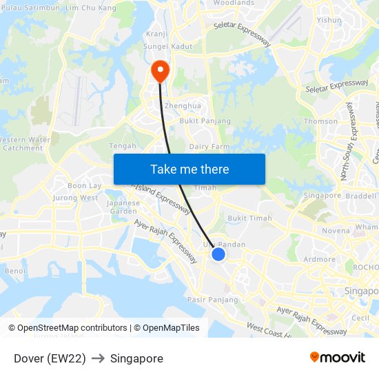 Dover (EW22) to Singapore map