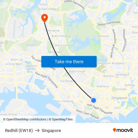 Redhill (EW18) to Singapore map