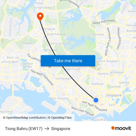 Tiong Bahru (EW17) to Singapore map