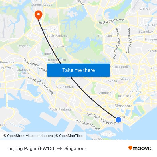 Tanjong Pagar (EW15) to Singapore map