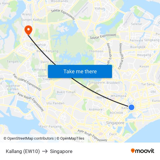Kallang (EW10) to Singapore map