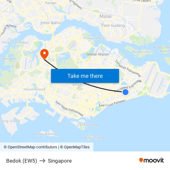 Bedok (EW5) to Singapore map