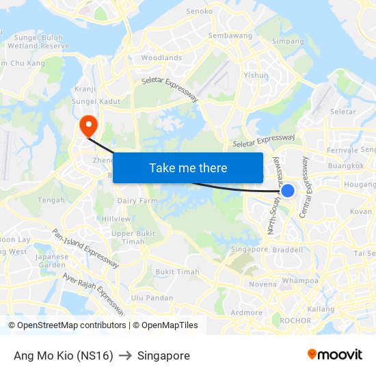 Ang Mo Kio (NS16) to Singapore map