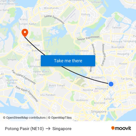 Potong Pasir (NE10) to Singapore map