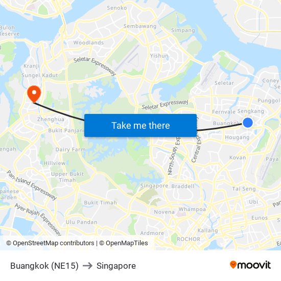 Buangkok (NE15) to Singapore map