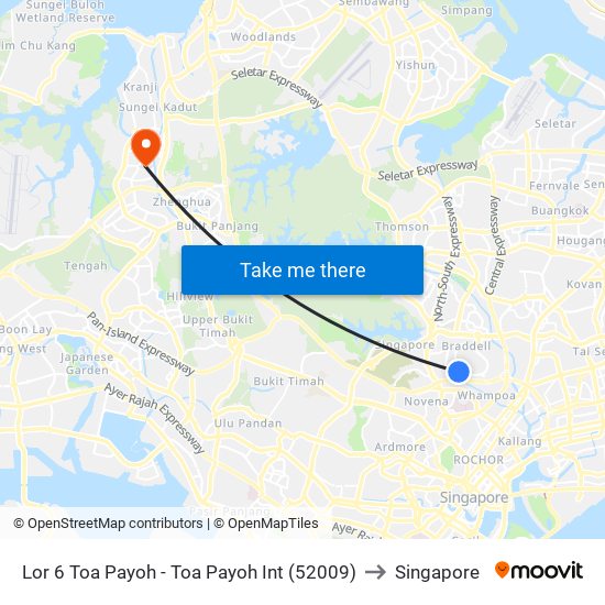 Lor 6 Toa Payoh - Toa Payoh Int (52009) to Singapore map