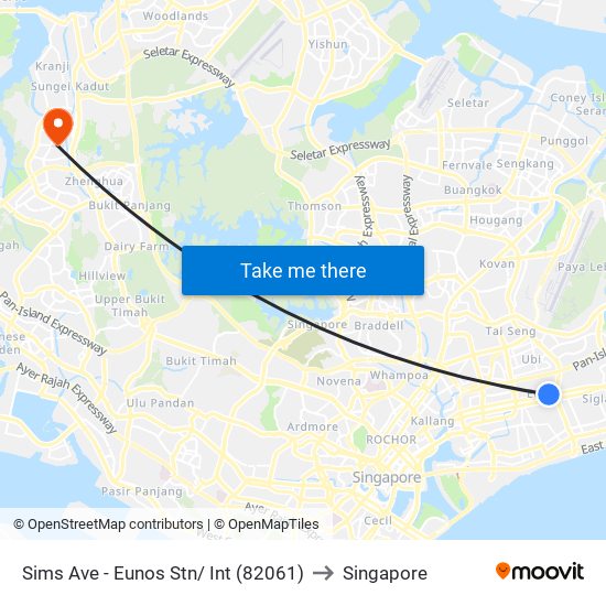 Sims Ave - Eunos Stn/ Int (82061) to Singapore map