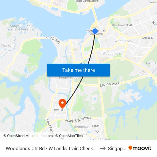 Woodlands Ctr Rd - W'Lands Train Checkpt (46069) to Singapore map