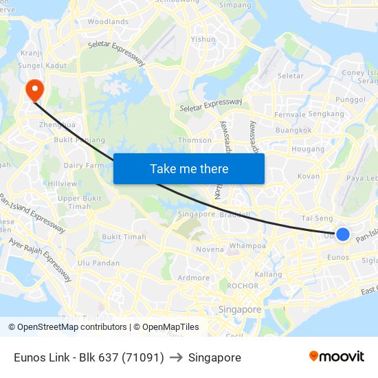 Eunos Link - Blk 637 (71091) to Singapore map