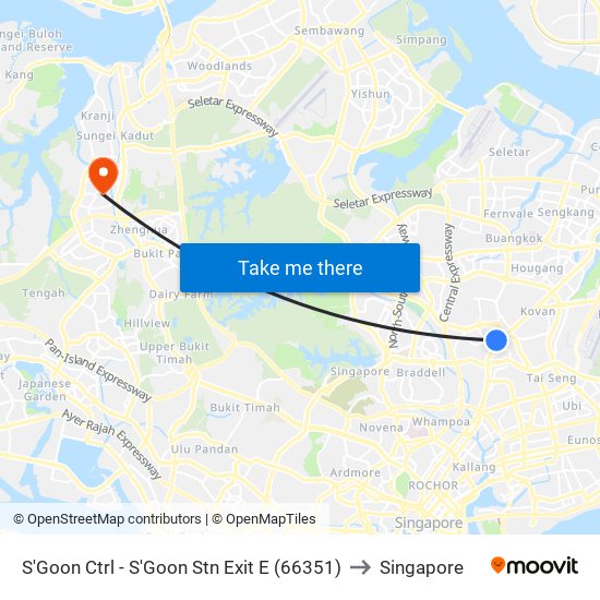 S'Goon Ctrl - S'Goon Stn Exit E (66351) to Singapore map