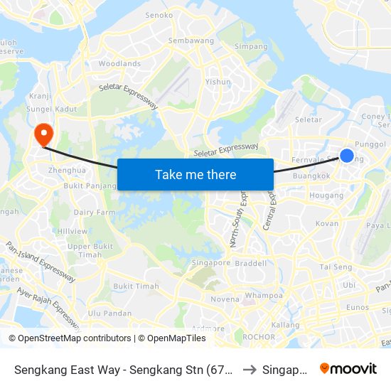 Sengkang East Way - Sengkang Stn (67409) to Singapore map