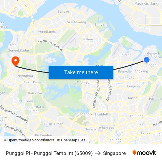 Punggol Pl - Punggol Temp Int (65009) to Singapore map