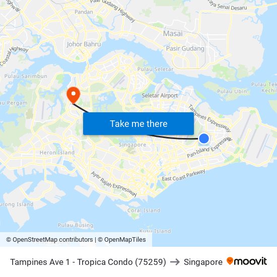 Tampines Ave 1 - Tropica Condo (75259) to Singapore map