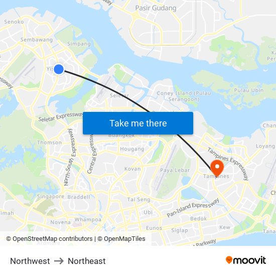 Northwest to Northeast map